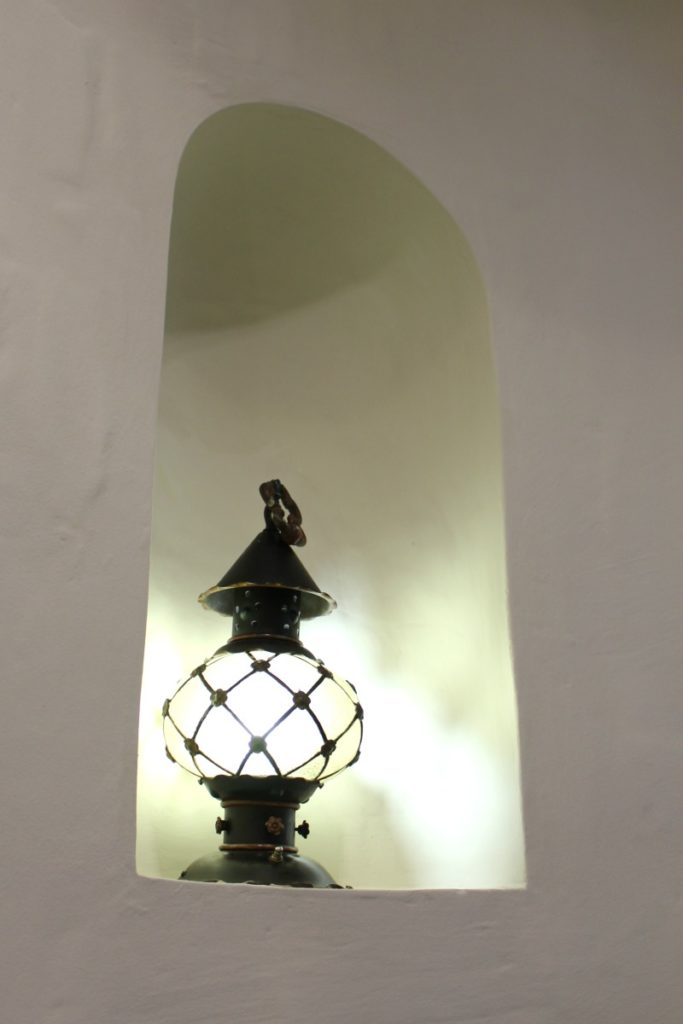 Lantern near stairs of Landa Library after 2017 renovations | San Antonio Charter Moms