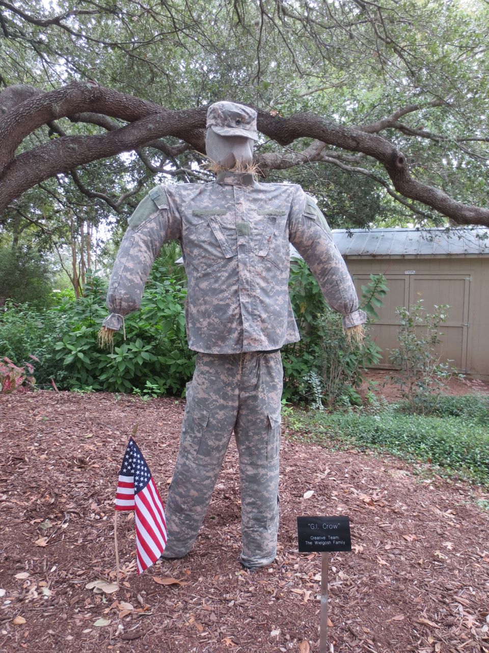 Soldier at Scarecrow Trail at San Antonio Botanical Garden | San Antonio Charter Moms
