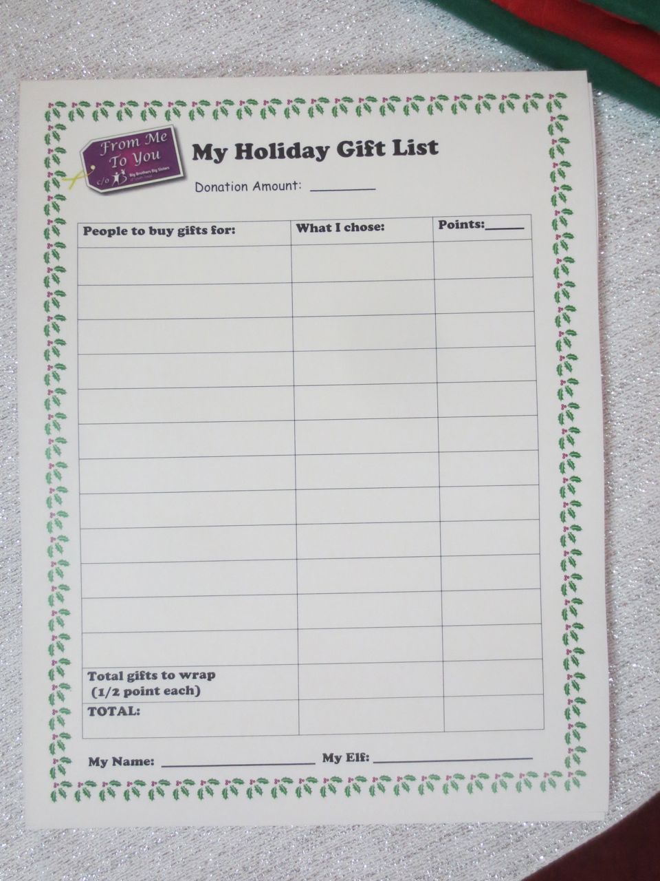 Gift list at From Me To You c/o Big Brothers Big Sisters of South Texas | San Antonio Charter Moms