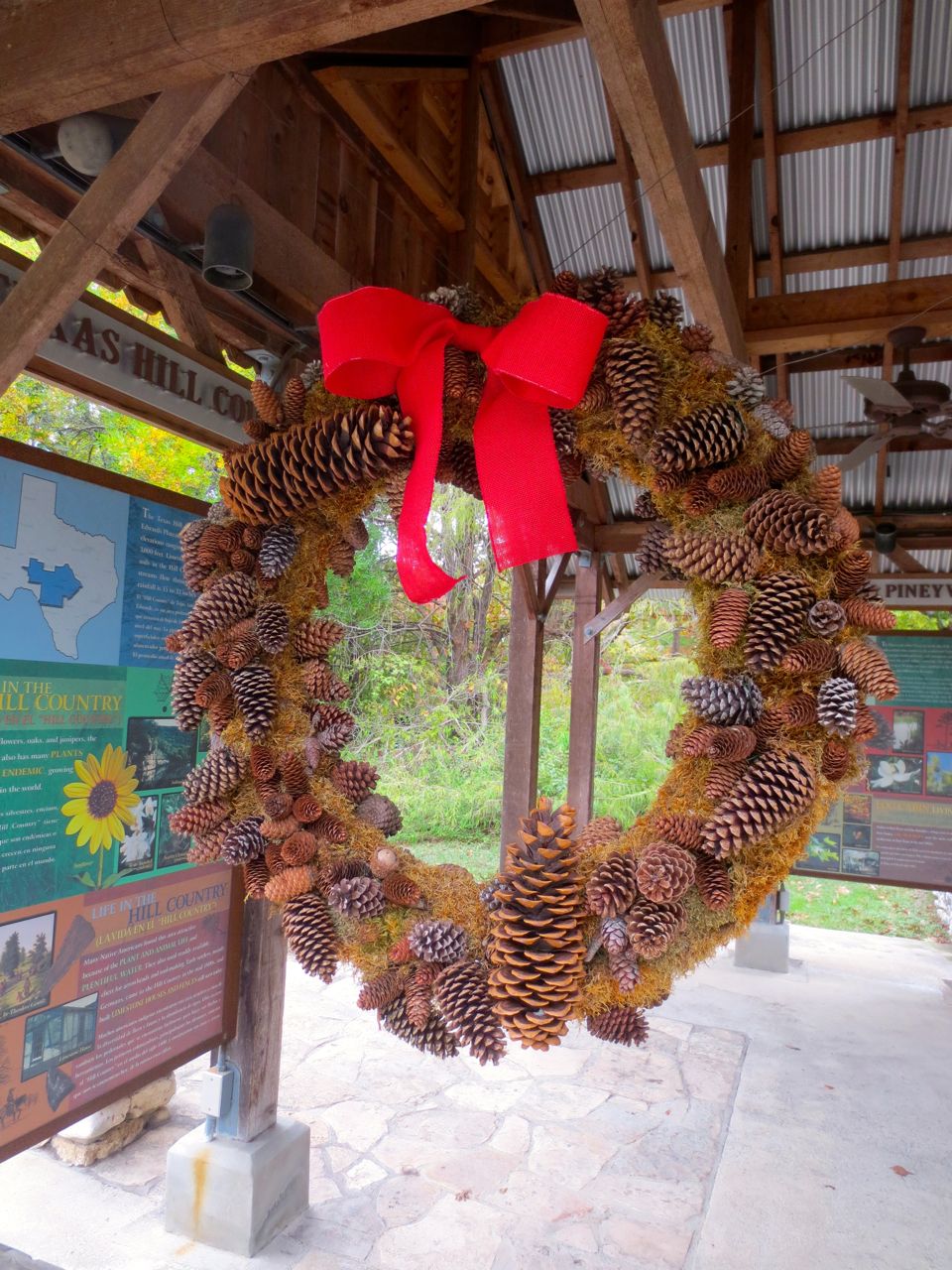Pine cone wreath - Holidays in Bloom at the San Antonio Botanical Garden | San Antonio Charter Moms