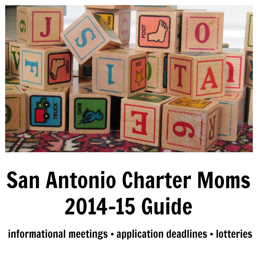 January 8 edition of the San Antonio Charter Moms 2014-15 guide to informational meetings, application deadlines, and lotteries