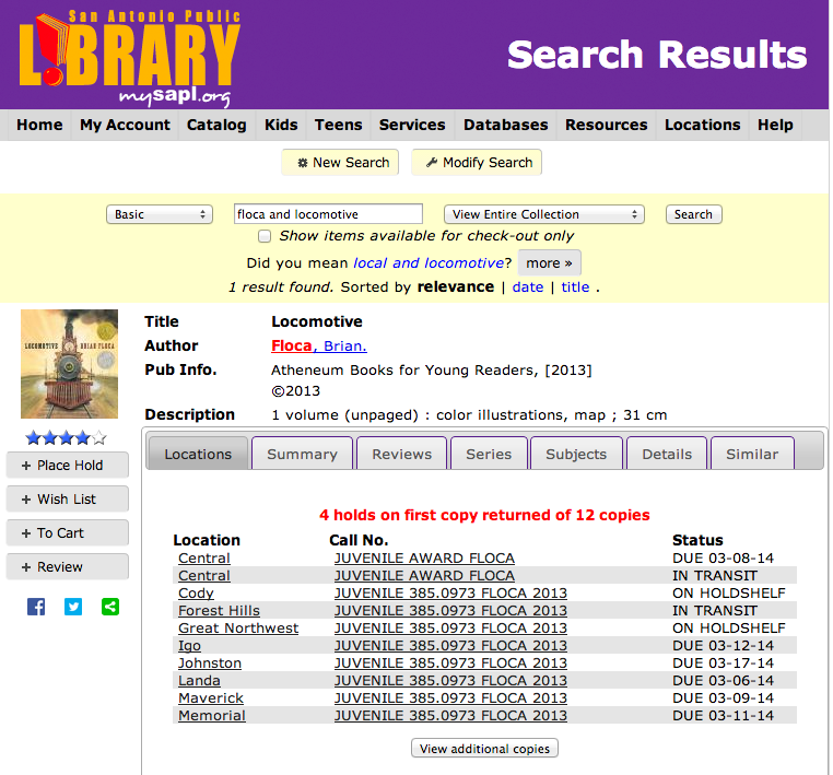 Search results in the San Antonio Public Library online catalog | San Antonio Charter Moms