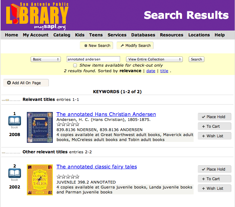 Searching for fairy tales in the San Antonio Public Library catalog | San Antonio Charter Moms