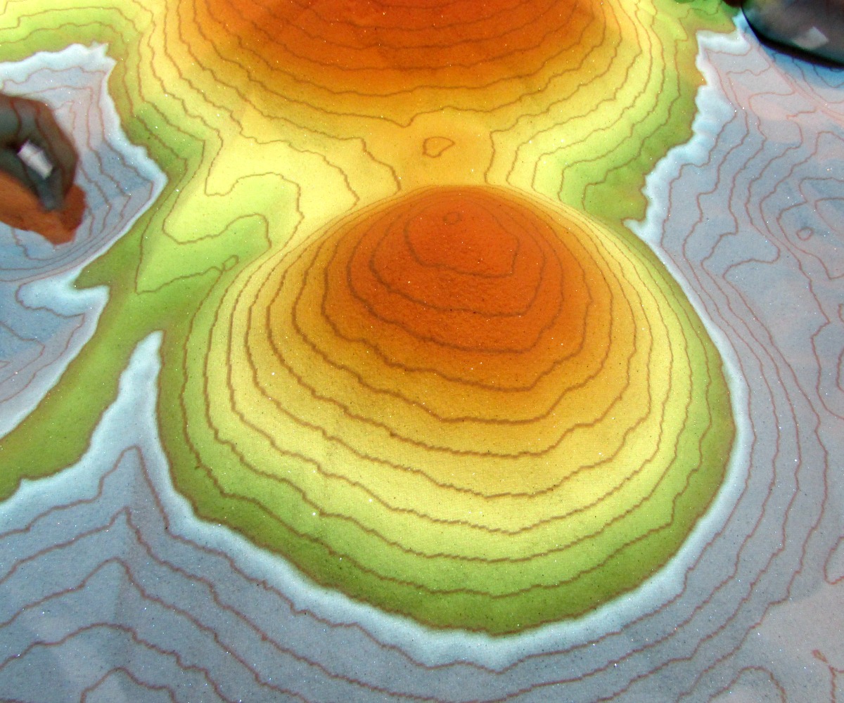 Hill Country Science Mill Dig In! exhibit colorful topographic map | San Antonio Charter Moms