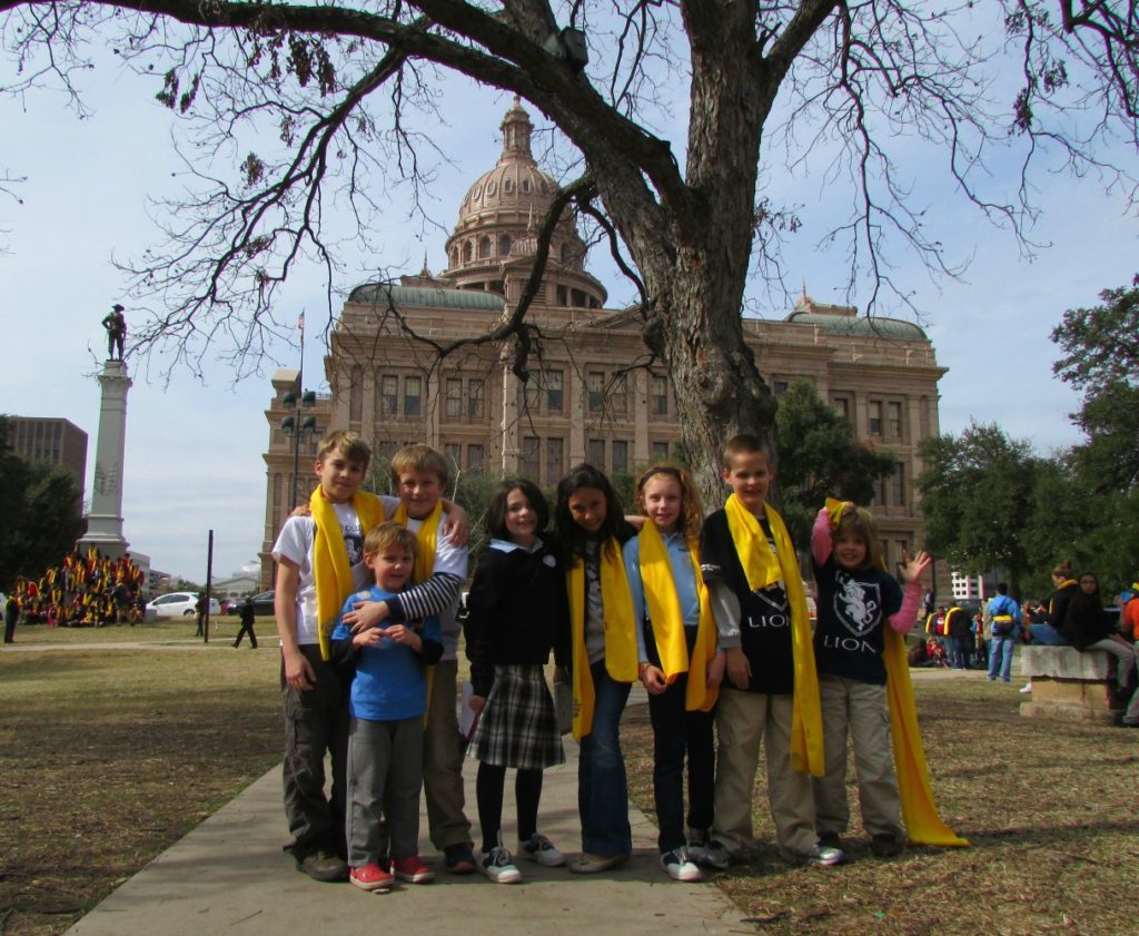 Great Hearts Monte Vista kids at the state capitol for the Texas School Week Rally | San Antonio Charter Moms