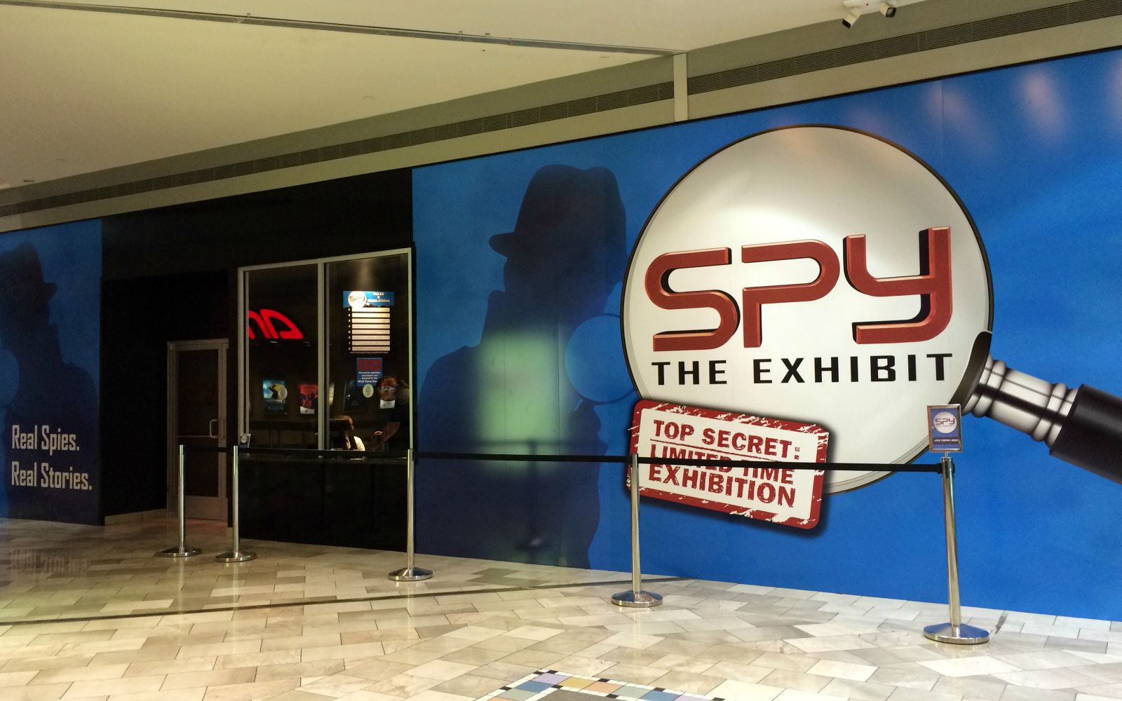 Entrance to Spy: The Exhibit at Rivercenter Mall | San Antonio Charter Moms