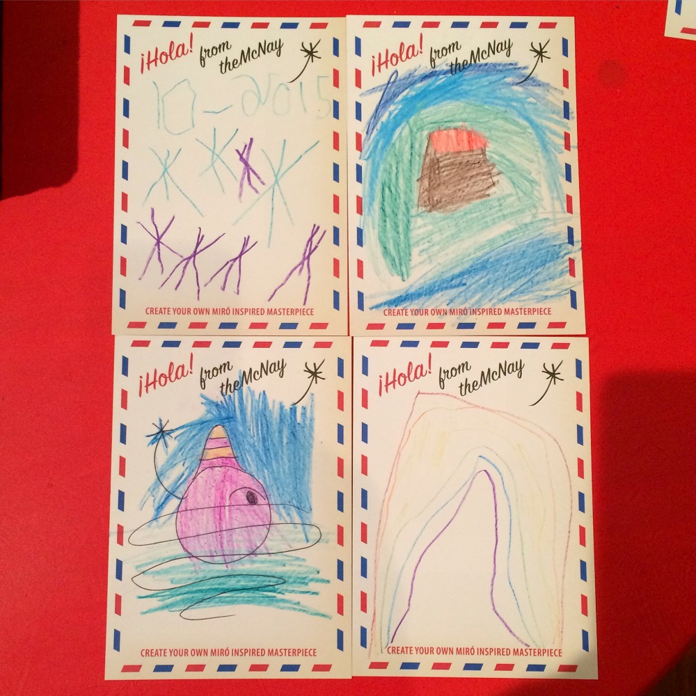 Miró-inspired postcards at "Miró: The Experience of Seeing" at the McNay Art Museum | San Antonio Charter Moms