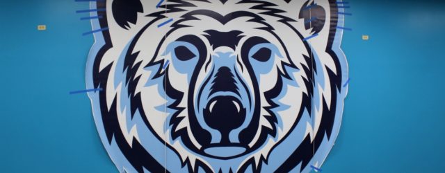 Polar bear mascot decal at Compass Rose Academy public charter school in San Antonio, Texas | San Antonio Charter Moms