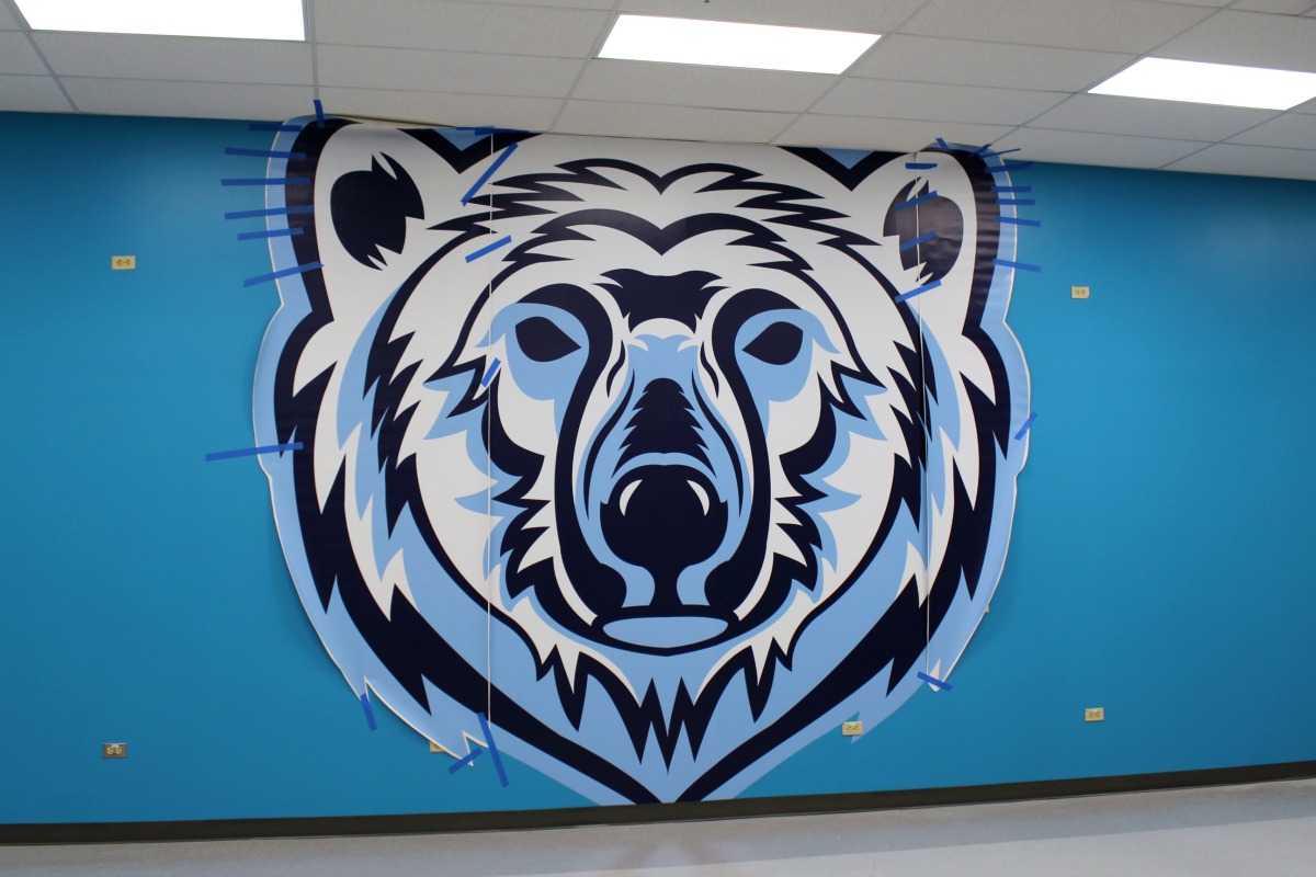 Polar bear mascot decal at Compass Rose Academy public charter school in San Antonio, Texas | San Antonio Charter Moms