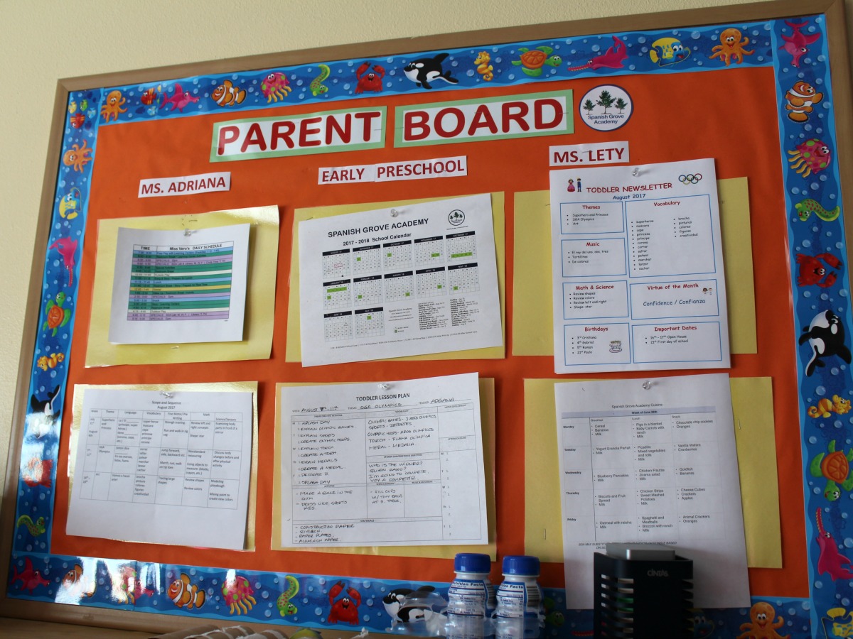 Parent board at Spanish Grove Academy dual-language preschool in north central San Antonio | San Antonio Charter Moms