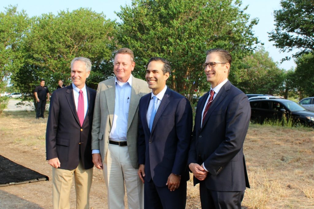 Great Hearts CEO Dr. Wade Dyke, Great Hearts President Jay Heiler, Texas Land Commissioner George P. Bush, and Great Hearts co-founder and Chief Advancement Officer Dr. Dan Scoggin at Great Hearts co-founder and Chief Advancement Officer Dr. Daniel Scoggin at Great Hearts Western Hills groundbreaking ceremony | San Antonio Charter Moms