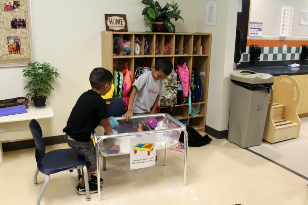 Sensory play in classroom at Pre K 4 SA South Education Center | San Antonio Charter Moms