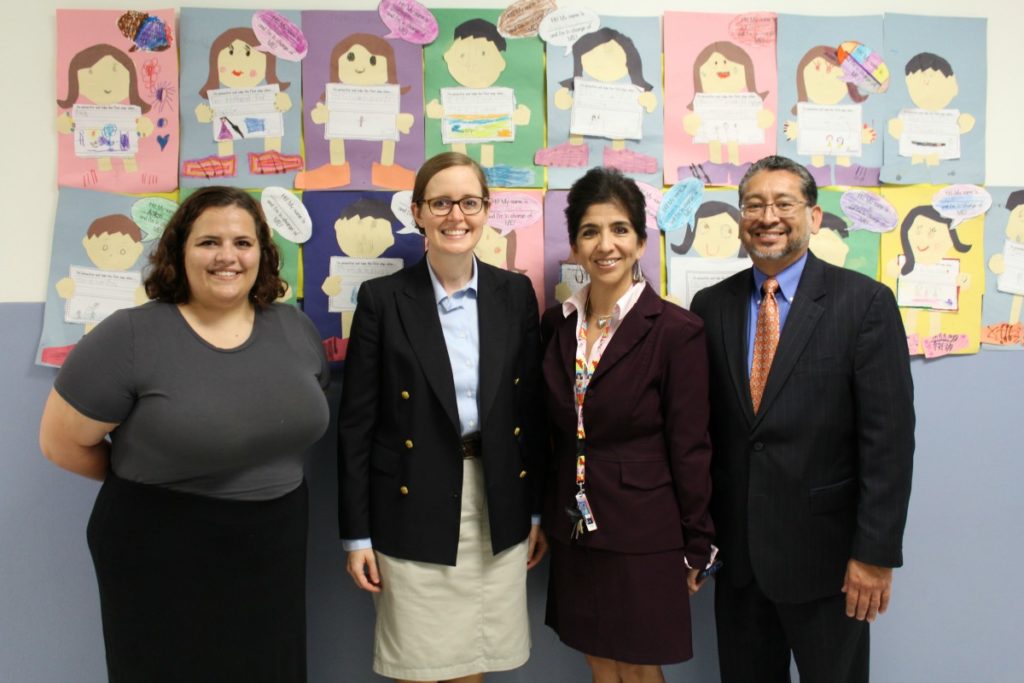 Inga Cotton with leaders of Jubilee - Lake View University Prep, including Principal Diana Wagner and Superintendent Daniel Amador | San Antonio Charter Moms