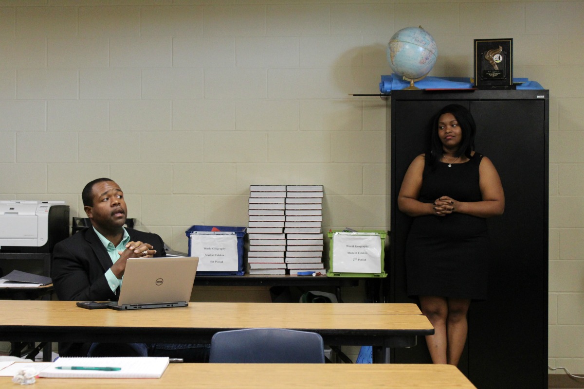 Mordecai Brownlee and Chawanna Chambers at the Single Seed Enrichment School information meeting | San Antonio Charter Moms