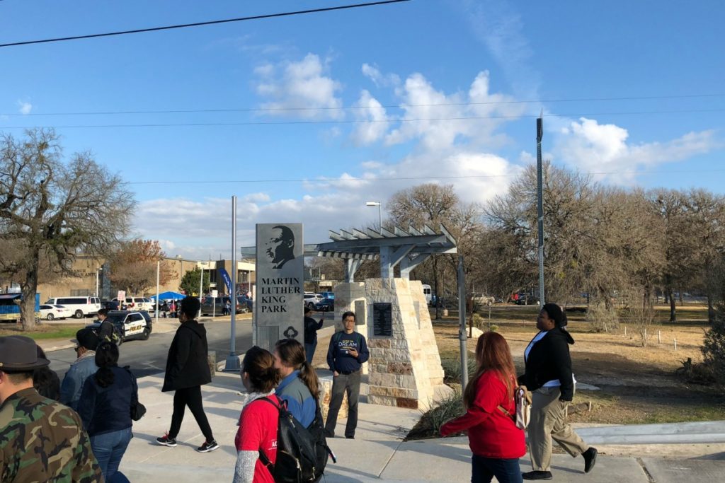 Martin Luther King Park at the beginning of the MLK March | San Antonio Charter Moms
