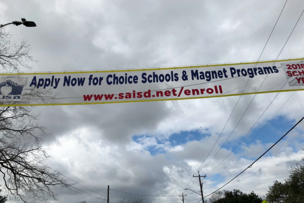 San Antonio ISD SAISD banner along MLK March route | San Antonio Charter Moms