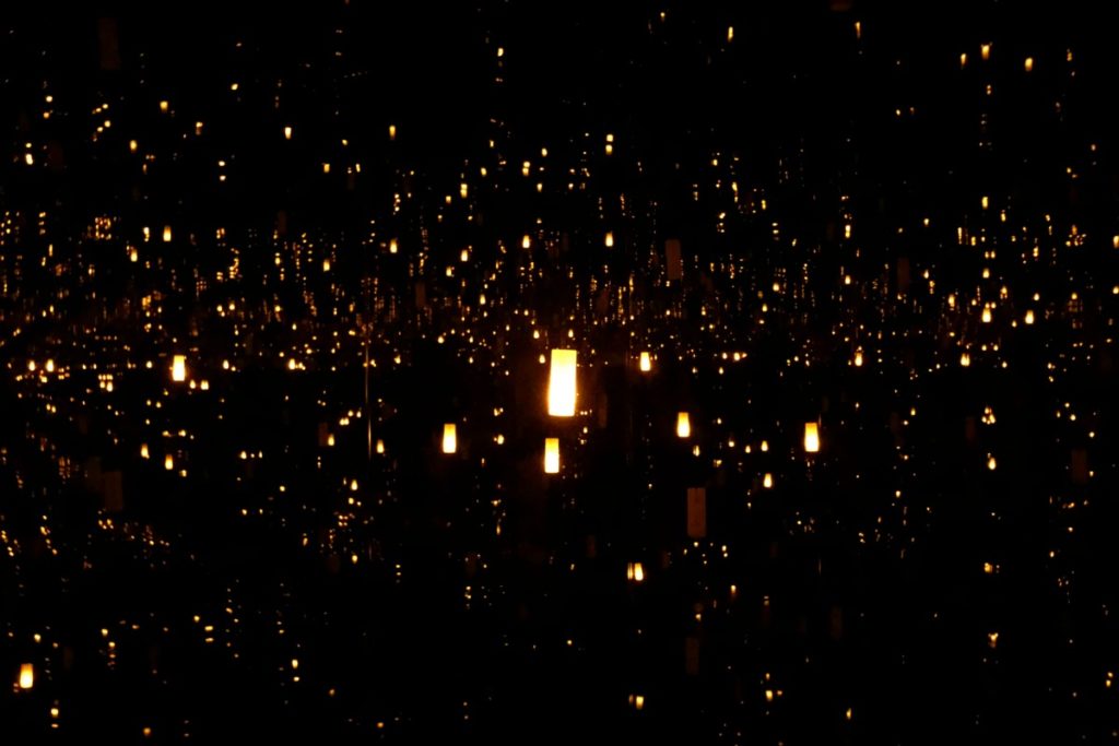 Yayoi Kusama, "Aftermath of Obliteration of Eternity" infinity room at McNay Immersed | San Antonio Charter Moms