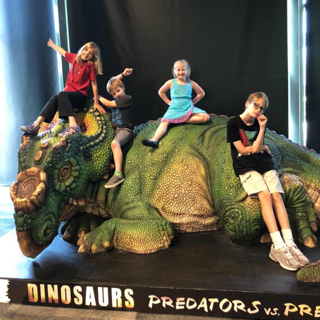 Photo opp at Witte Museum Dinosaurs, "Predators vs. Prey" | San Antonio Charter Moms