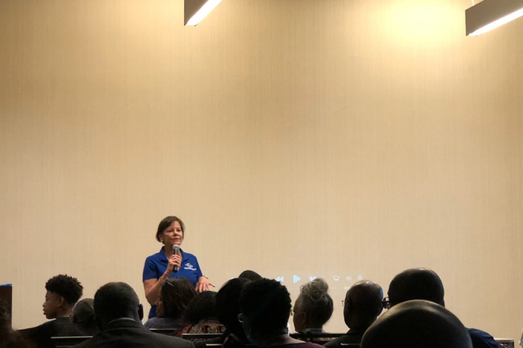 Shelley Potter, president of the San Antonio Alliance of Teachers and Support Personnel at "Backpack Full of Cash" screening at the NAACP Convention in San Antonio | San Antonio Charter Moms