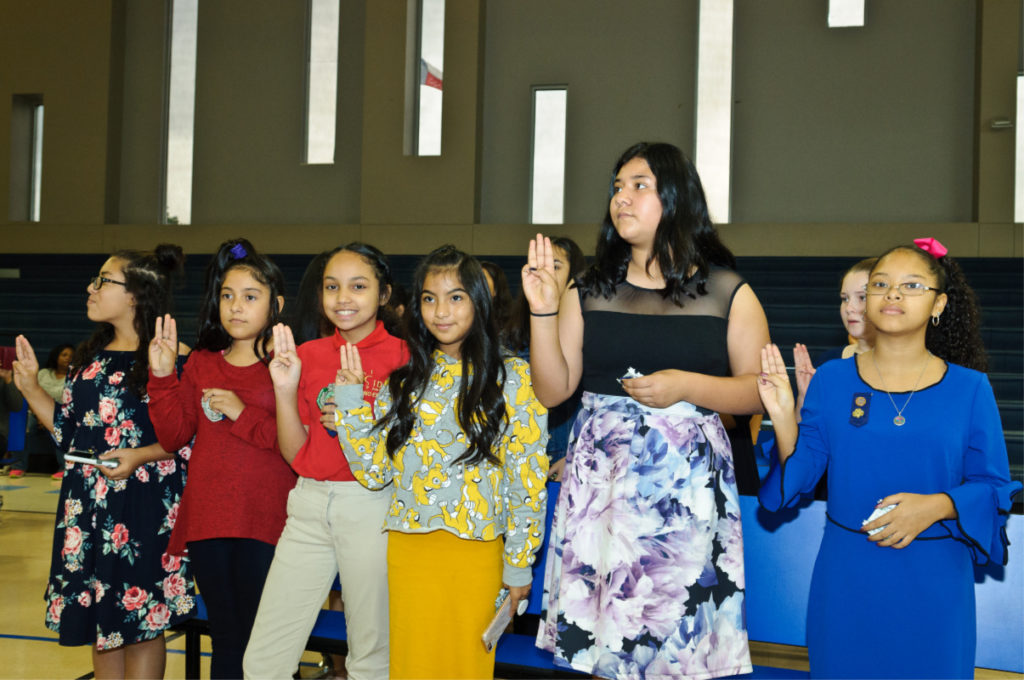 Girl Scouts of Southwest Texas Gamma Sigma Girls Investiture at IDEA Eastside College Prep | San Antonio Charter Moms