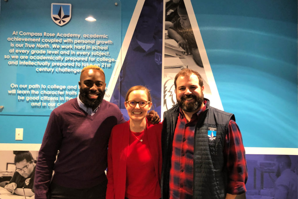 Compass Rose Academy Principal Peter N. Uwalaka and Founder and Executive Director Paul Morrissey with San Antonio Charter Moms Founder and Executive Director Inga Cotton | San Antonio Charter Moms