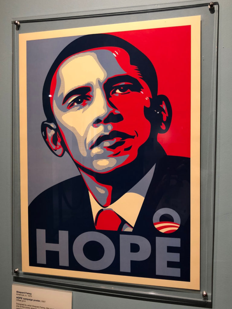 Back Obama "Hope" campaign poster at the DuSable Museum of African American History | San Antonio Charter Moms