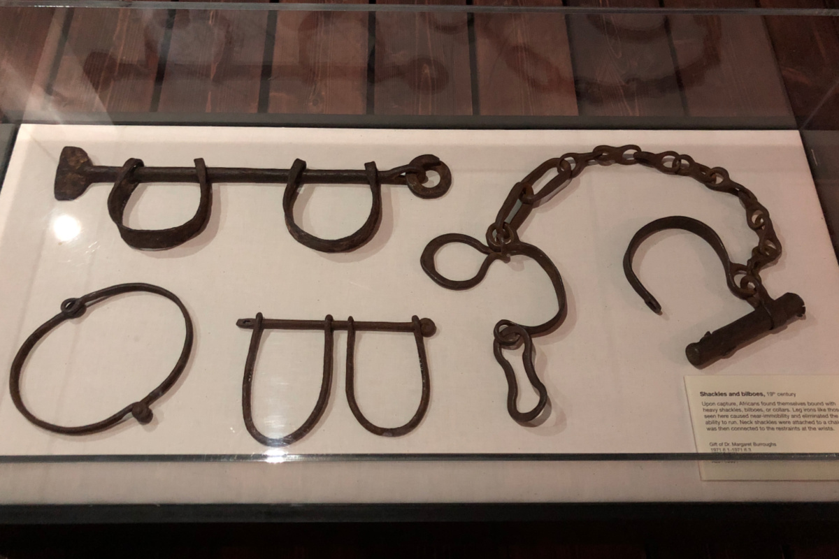 Shackles and bilboes from the African slave trade at the DuSable Museum of African American History | San Antonio Charter Moms