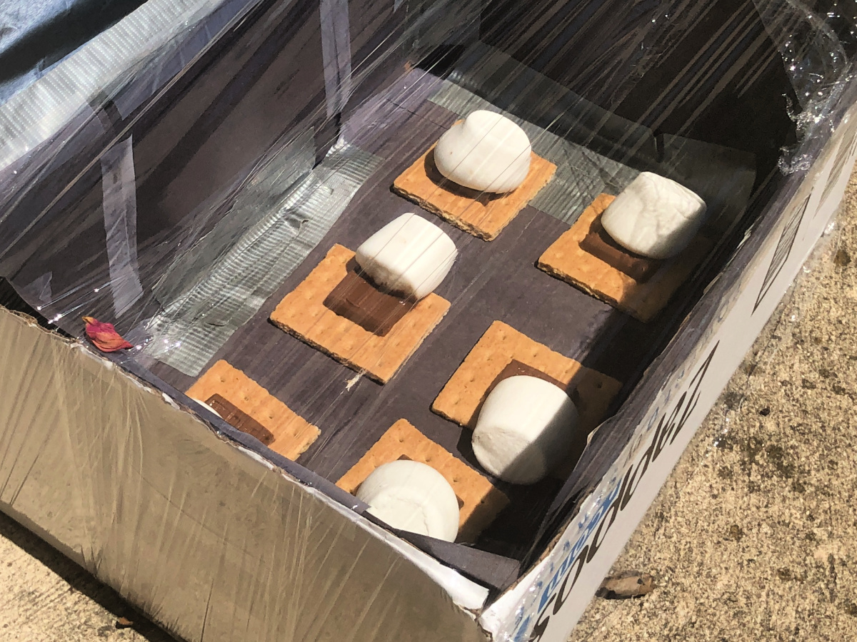 s'mores cooked in a solar oven