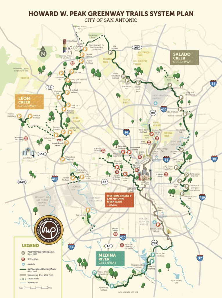 Howard W. Peak Greenway Trails System map San Antonio Parks and Recreation