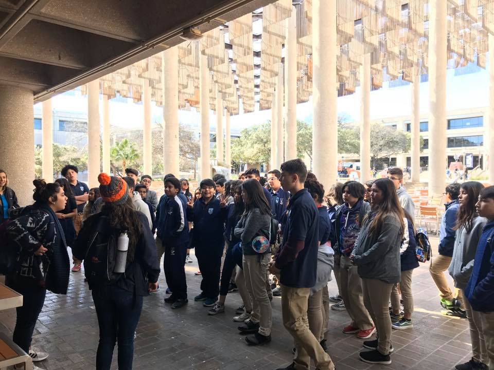 Compass Rose Public Schools students on a field lesson at UTSA