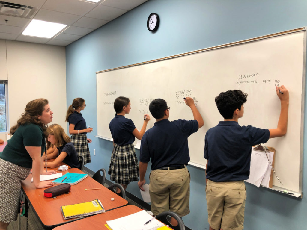 Math class at Great Hearts Northern Oaks in October 2019