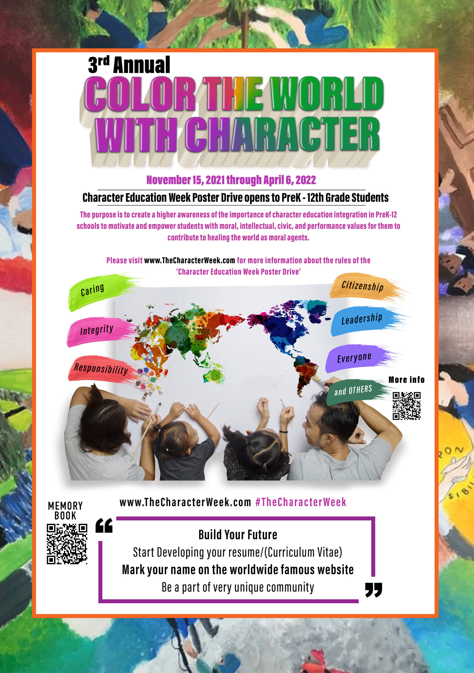 Color the World with Character Poster Drive 2021-2022 April 6 School of Science and Technology SST National School of Character