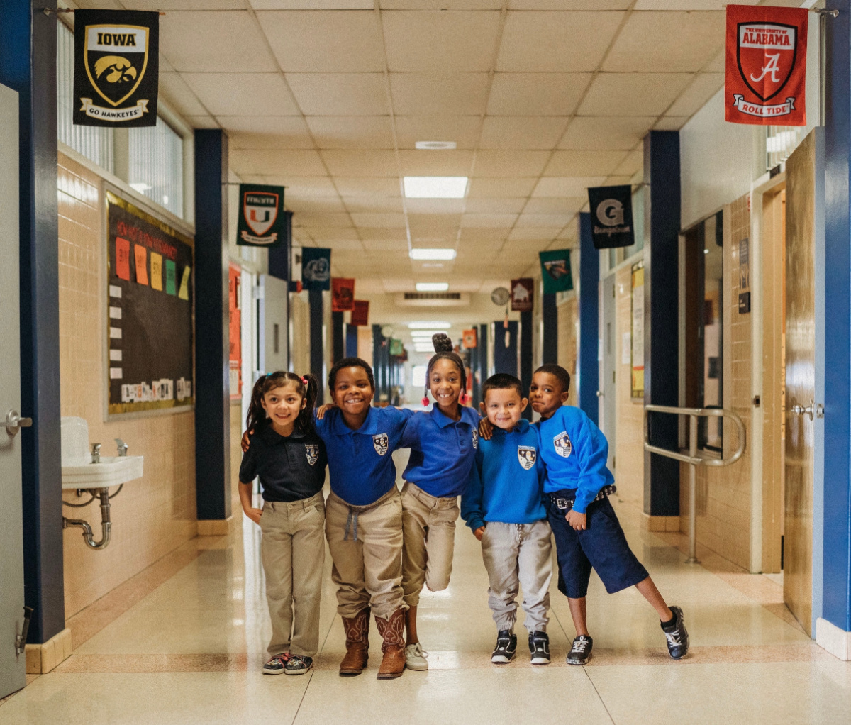 students in the hallway at Democracy Prep at the Stewart Campus