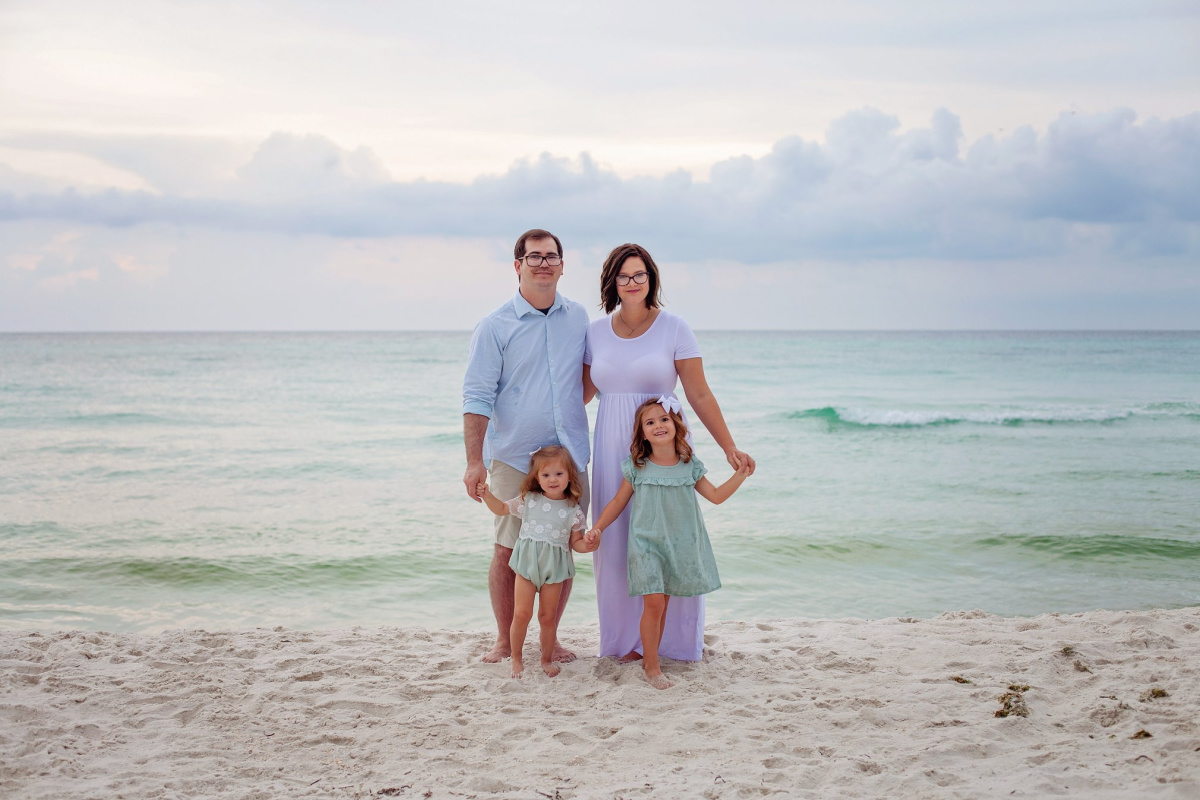 Stephanie Adams and her family on the beach