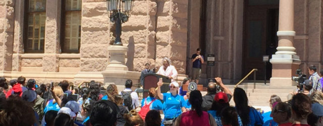 Rep. Barbara Gervin-Hawkins speaking at a charter schools rally at the Texas State Capitol in 2017