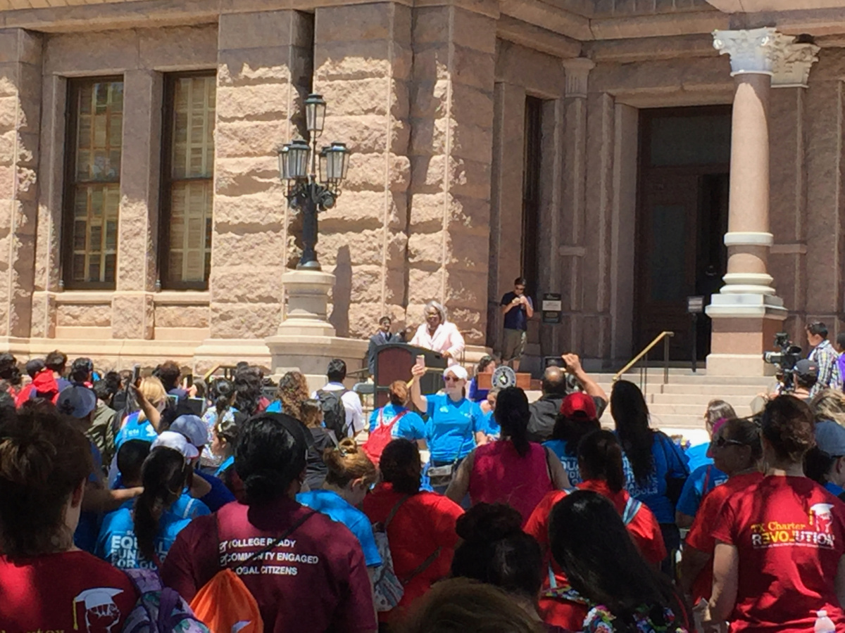 Rep. Barbara Gervin-Hawkins speaking at a charter schools rally at the Texas State Capitol in 2017