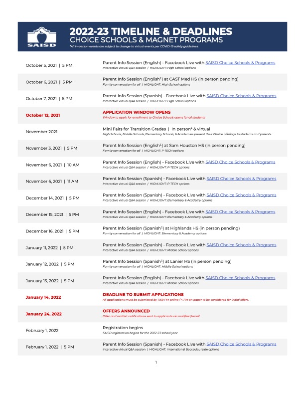 SAISD 2022-23 Choice Timeline & Deadlines English Revised 10-29-2021 p1