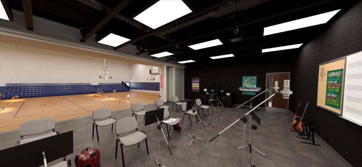 Legacy Traditional Schools Texas rendering music gym