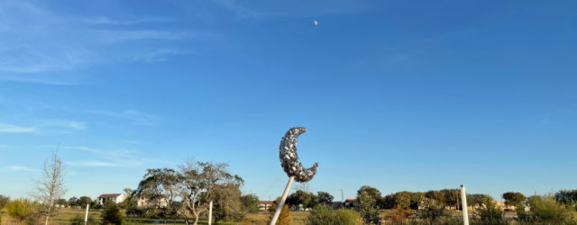 Running with the Moon sculpture at Greenline at Brooks