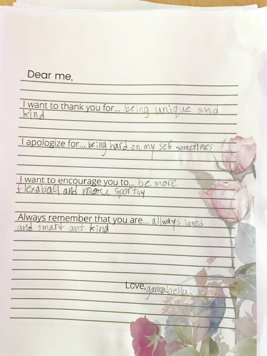 Girl Talk Club Promesa Academy kind letter to yourself