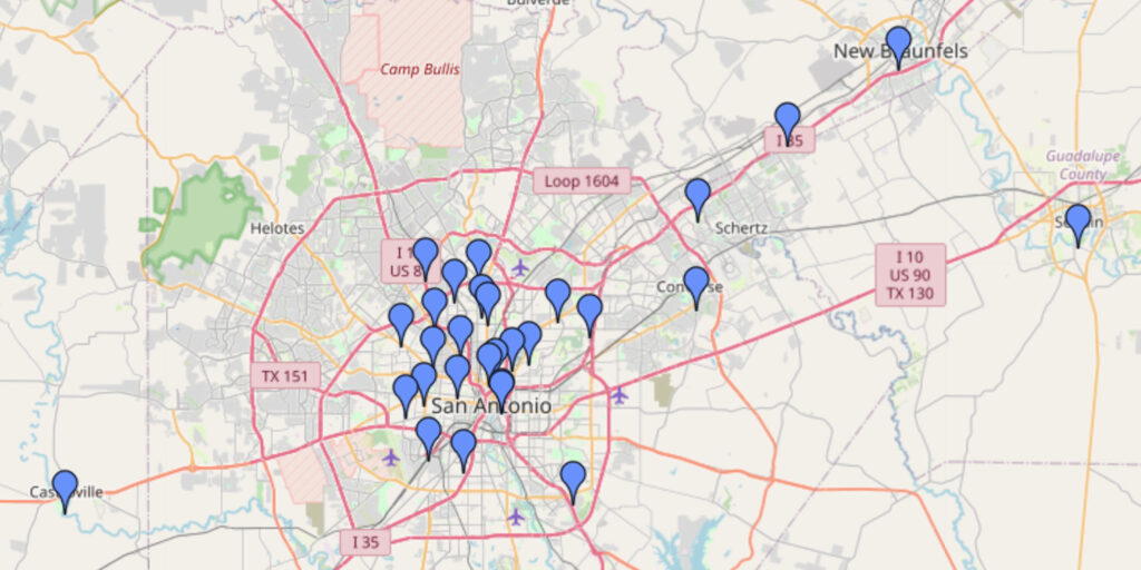 Archdiocese of San Antonio Catholic Schools finder map