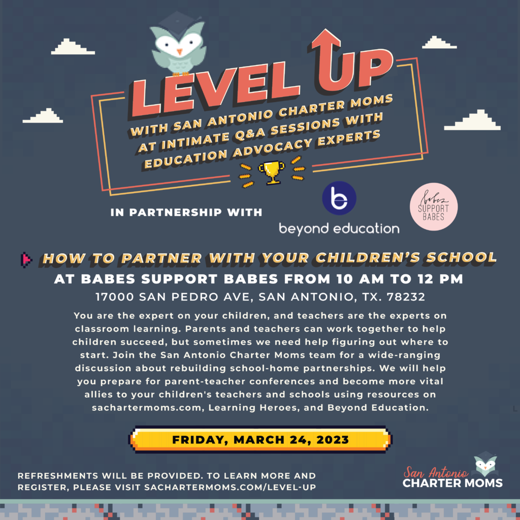 Level Up How to Partner with Your Children's School with Beyond Education at Babes Support Babes with San Antonio Charter Moms