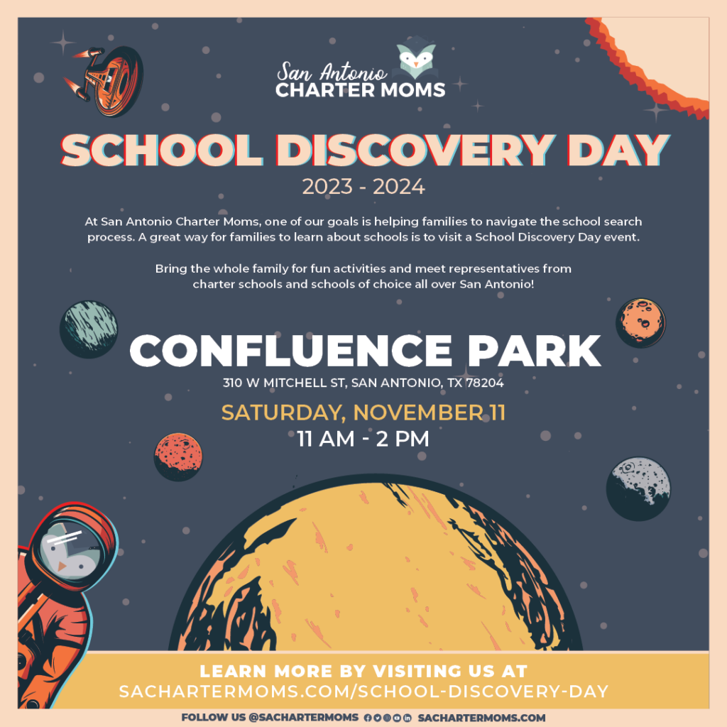 San Antonio Charter Moms School Discovery Day Confluence Park November 2023