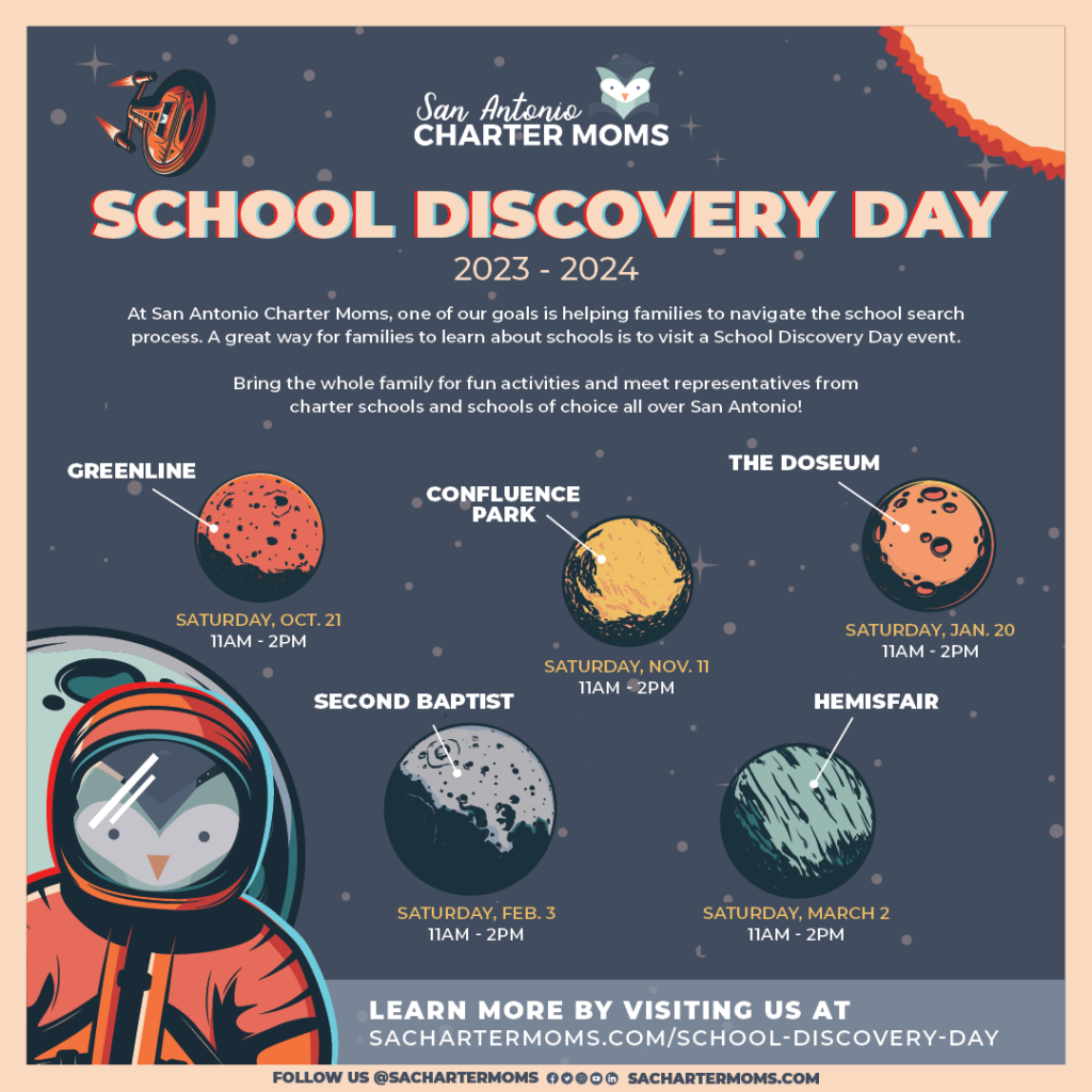 San Antonio Charter Moms School Discovery Day all events 2023-2024