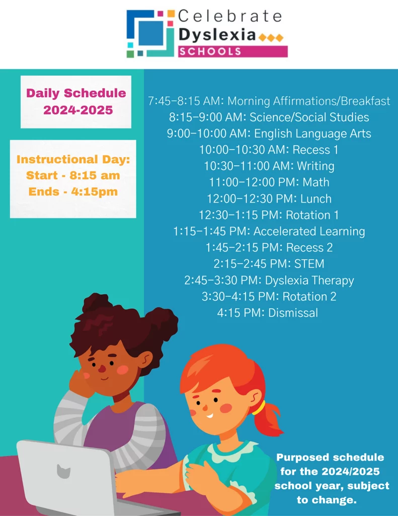 celebrate dyslexia schools daily schedule