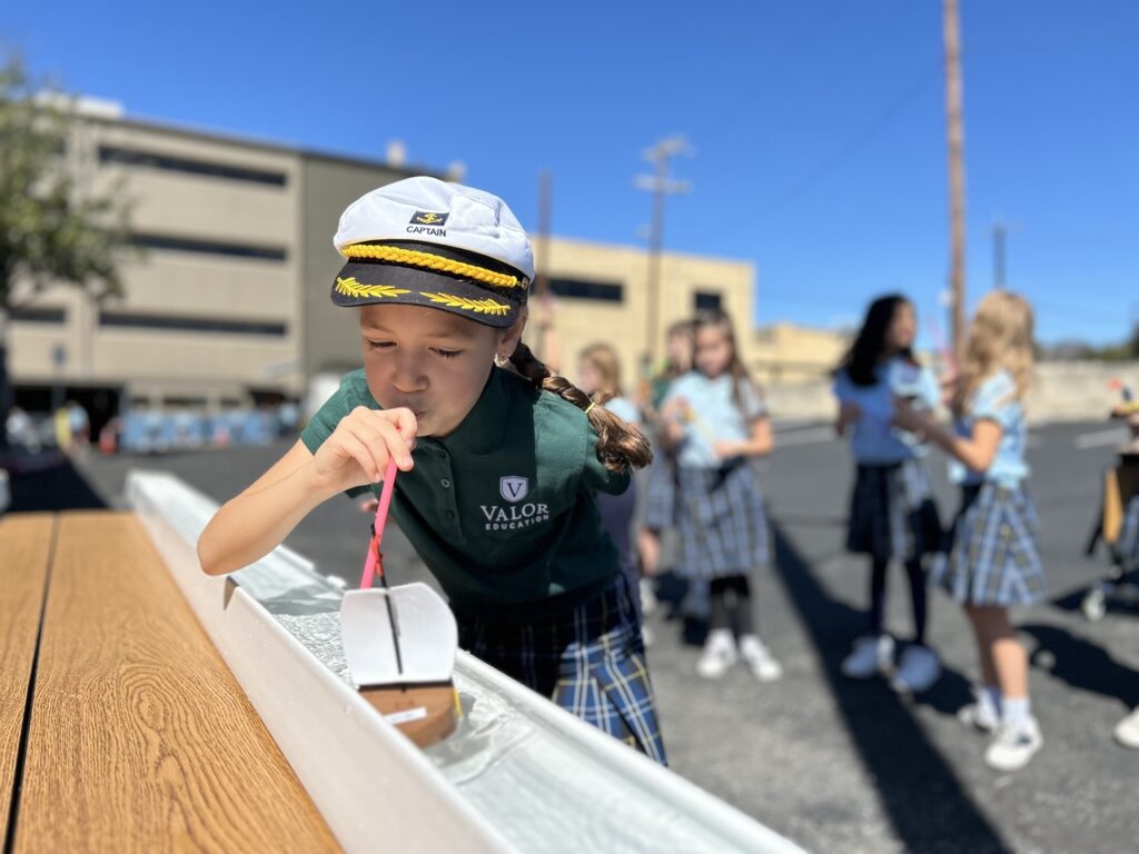 Valor San Antonio students outdoors experiment